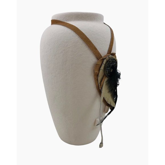 Native American Indian Style Vase Feather Vase White Home Decor Pottery 8 in - Picture 5 of 10